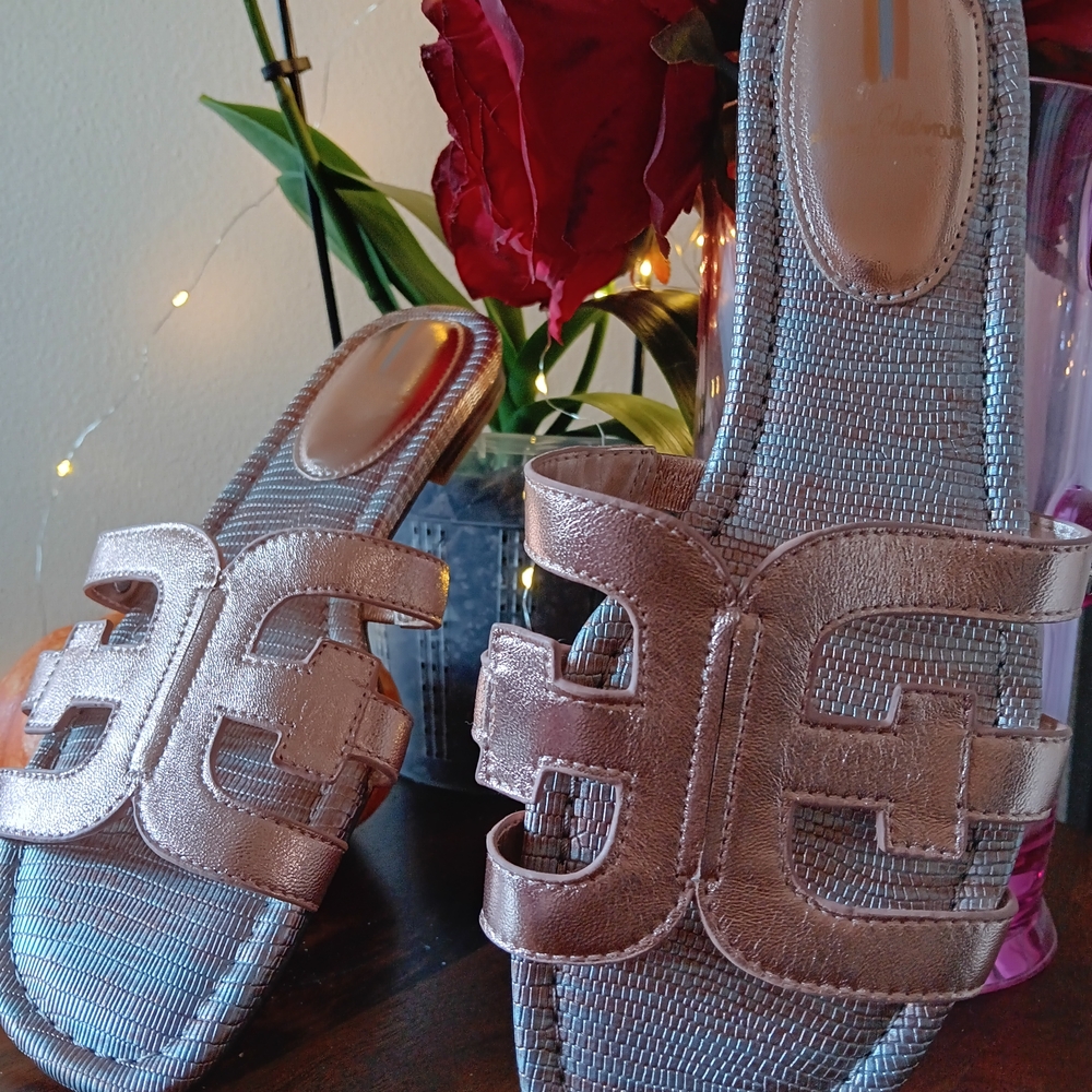 Metallic Slide Sandals
